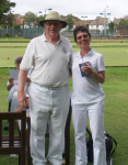 High Bisque Tournament winner Judith Moore with Jonathan Isaacs (photo: Peter Moore)