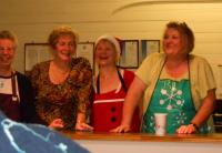 Xmas Lunch: unknown, Eileen Prodger, Chrissy Isaacs and Chris Constable