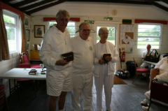 AC Veterans: Trophy presentation: Gerald Gooders, Jonathan Isaacs and Pam Gooders (photo David Gaitley)