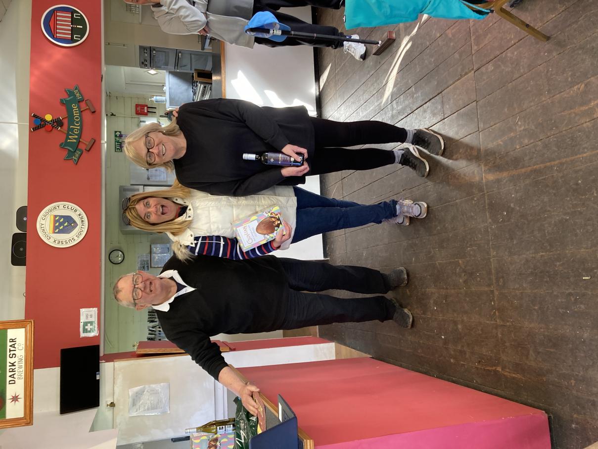 GC doubles 29th March: Division winners Liz and Gail with Manager Roger