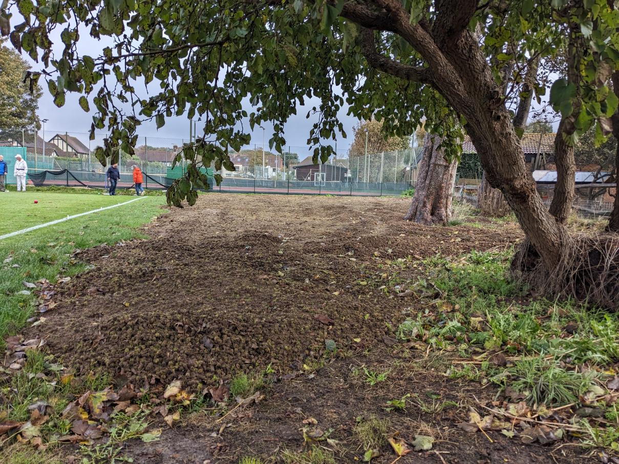 Soil removed during hollow-tining