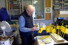 Re-painting corner flags, 2016: John Gosney