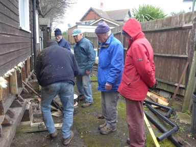 Replacing supporting beam, 2023: Richard Pointon, Peter Pullin, Tony Jolly, 