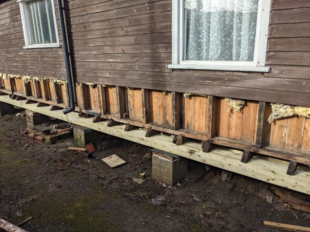 Replacing supporting beam, 2023: new beam in place